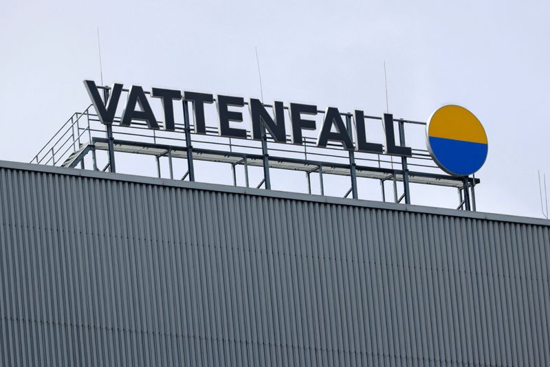 &copy; Reuters. FILE PHOTO: The company Logo hangs at the entrance of the combined heat and power plant, Reuter West, owned by Vattenfall GmbH during its final construction phase before being fully operational in Berlin, Germany June 30, 2022.  REUTERS/Michele Tantussi
