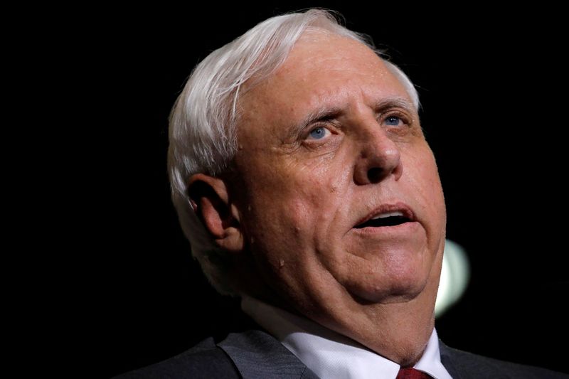 &copy; Reuters. FILE PHOTO: West Virginia Governor Jim Justice speaks during a rally with then-U.S. President Donald Trump in Huntington, West Virginia U.S., August 3, 2017. REUTERS/Carlos Barria/File Photo