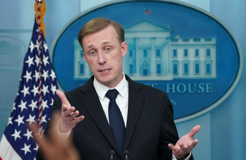 &copy; Reuters. FILE PHOTO: U.S. national security adviser Jake Sullivan speaks during a press briefing at the White House in Washington, U.S., April 24, 2023. REUTERS/Kevin Lamarque