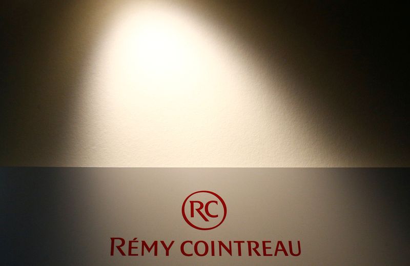&copy; Reuters. FILE PHOTO: The logo of Remy Cointreau SA is pictured in the Cointreau distillery, where the the orange-flavoured triple sec liqueur is produced, in Saint-Barthelemy-d'Anjou near Angers, France, February 8, 2019. REUTERS/Stephane Mahe/File Photo