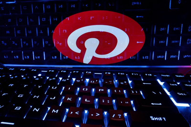 &copy; Reuters. FILE PHOTO: A keyboard is placed in front of a displayed Pinterest logo in this illustration taken February 21, 2023. REUTERS/Dado Ruvic/Illustration