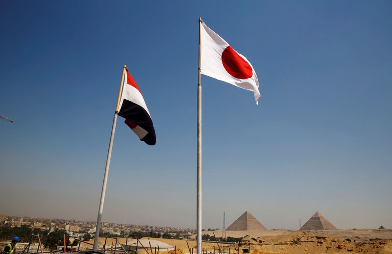 &copy; Reuters. علما مصر واليابان في صورة من أرشيف رويترز.