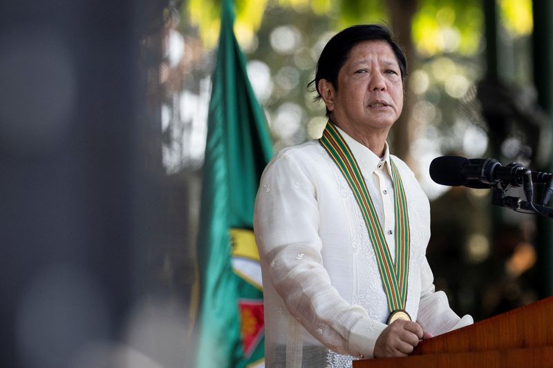 &copy; Reuters. FILE PHOTO: Philippines President Ferdinand "Bongbong" Marcos Jr. delivers a speech on the 126th founding anniversary of the Philippines army at Fort Bonifacio, in Taguig, Philippines, March 22, 2023. REUTERS/Eloisa Lopez