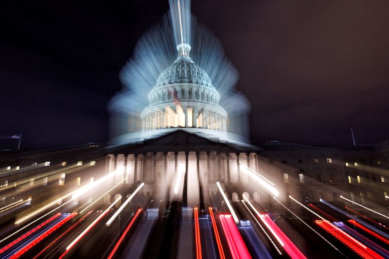 &copy; Reuters. FILE PHOTO: The U.S. Capitol building is seen at night before U.S. President Joe Biden addresses a joint session of Congress during the State of the Union address, in Washington, U.S., February 6, 2023. REUTERS/Evelyn Hockstein