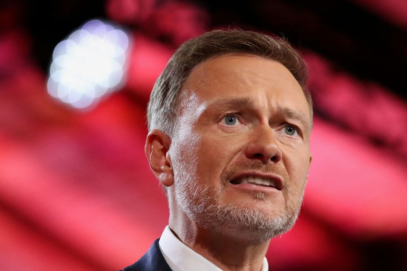 &copy; Reuters. FILE PHOTO: Germany's Free Democratic Party (FDP) leader Christian Lindner speaks as he attends the 74th ordinary party convention in Berlin, Germany, April 21, 2023. REUTERS/Nadja Wohlleben