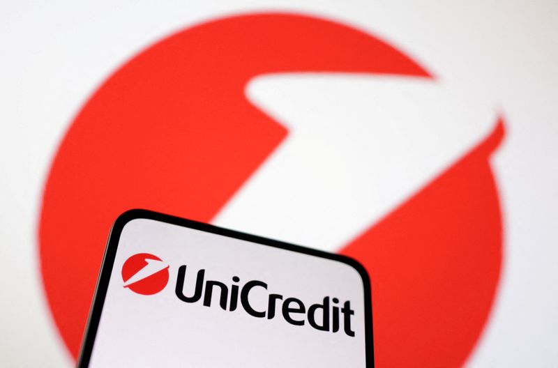 &copy; Reuters. Logo de le banque italienne Unicredit. /Photo prise le 12 mars 2023/REUTERS/Dado Ruvic