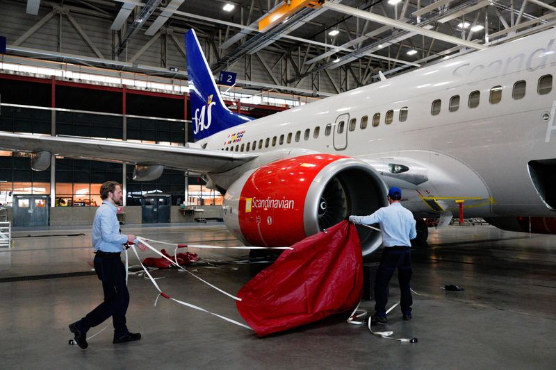 &copy; Reuters. Un avion SAS à l'aéroport d'Oslo, en Norvège. /Photo prise le 26 mai 2019/REUTERS/NTB Scanpix/Hakon Mosvold Larsen