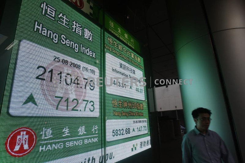 &copy; Reuters. Telão com informações acionárias em banco de Hong Kong
25/08/2008
REUTERS/Bobby Yip   (CHINA)