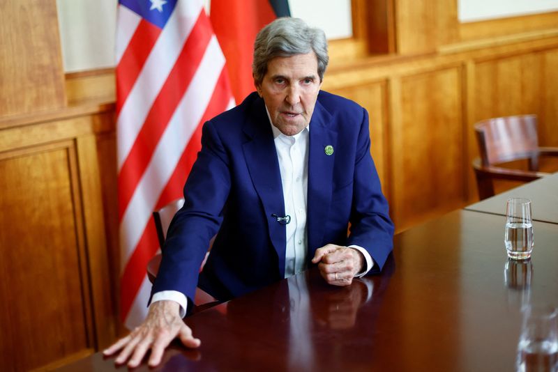 &copy; Reuters. U.S. Special Presidential Envoy for Climate John Kerry attends a Reuters interview at the "Petersberg Climate Conference" in Berlin, Germany May 3, 2023.  REUTERS/Michele Tantussi