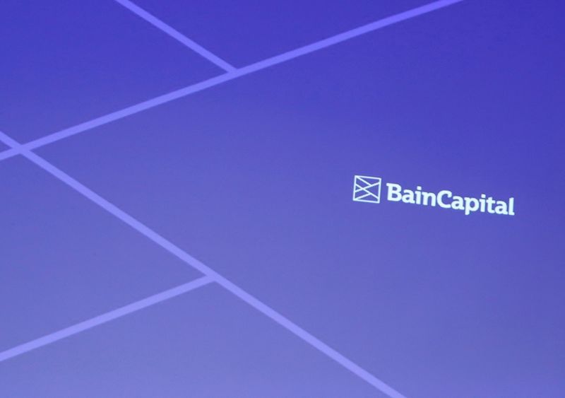 &copy; Reuters. FILE PHOTO: Logo of Bain Capital is screened at a news conference in Tokyo, Japan September 28, 2017. REUTERS/Kim Kyung-Hoon/File Photo