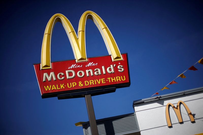 &copy; Reuters. FILE PHOTO: The logo of Dow Jones Industrial Average stock market index listed company McDonald's (MCD) is seen in Los Angeles, California, United States, April 22, 2016. REUTERS/Lucy Nicholson/File Photo
