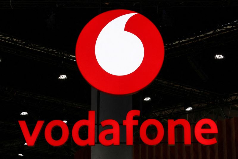 &copy; Reuters. FILE PHOTO: Vodafone logo is seen at the 2023 Mobile World Congress (MWC) in Barcelona, Spain February 27, 2023. REUTERS/Nacho Doce