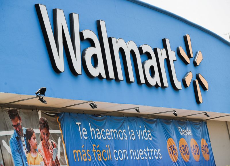 © Reuters. FILE PHOTO: The logo of Walmart is pictured outside a store in Mexico City, Mexico April 27, 2023. REUTERS/Henry Romero