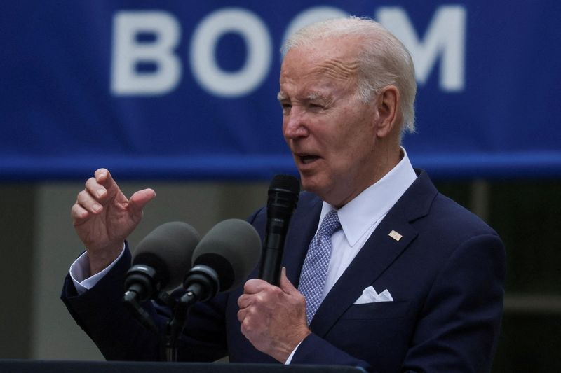 &copy; Reuters. FILE PHOTO: U.S. President Joe Biden delivers remarks marking National Small Business Week during an event in the Rose Garden of the White House in Washington, U.S., May 1, 2023. REUTERS/Leah Millis