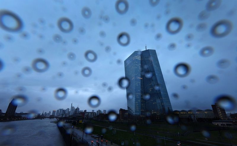 &copy; Reuters. FILE PHOTO: The European Central Bank (ECB) in Frankfurt, is photographed during a heavy rain storm ahead of the ECB council meeting later this week, Germany, March 14, 2023.  REUTERS/Kai Pfaffenbach