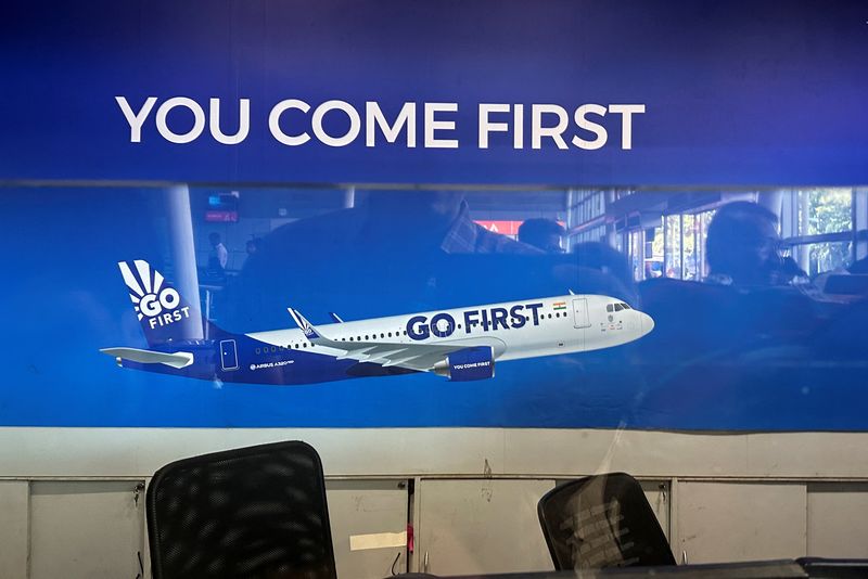 &copy; Reuters. FILE PHOTO: Empty seats are seen at a Go First ticketing counter at the Chhatrapati Shivaji International Airport in Mumbai, India, May 3, 2023. REUTERS/Francis Mascarenhas