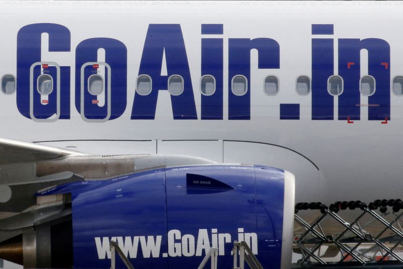 &copy; Reuters. FILE PHOTO: The logo of GoAir airline on an A320neo aircraft in Colomiers near Toulouse, France, November 15, 2019. REUTERS/Regis Duvignau/File Photo