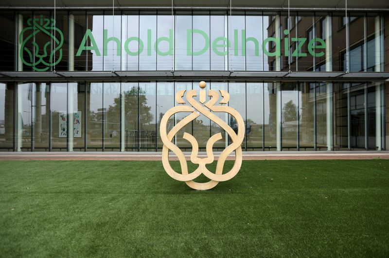 &copy; Reuters. FILE PHOTO: The Ahold Delhaize logo is seen at the company's headquarters in Zaandam, Netherlands August 23, 2018.  REUTERS/Eva Plevier/File Photo 
