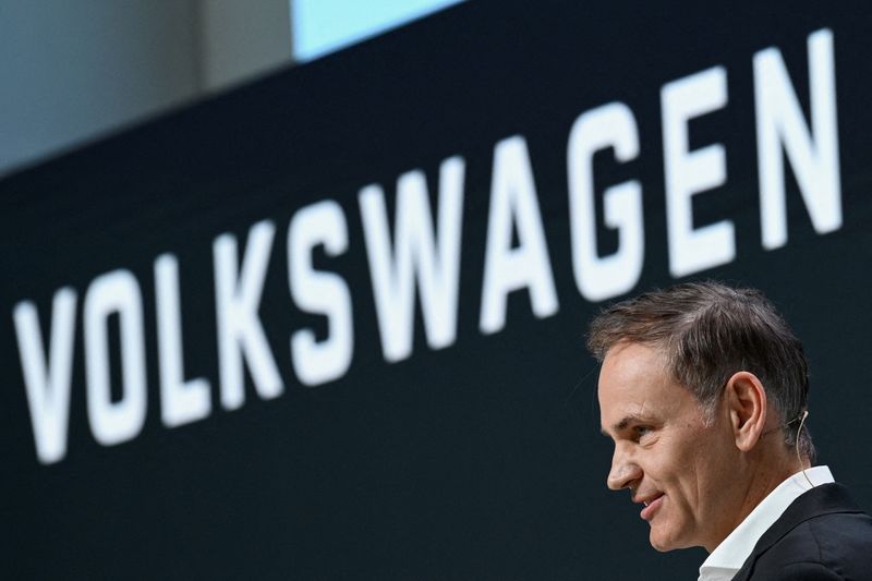 &copy; Reuters. FILE PHOTO: Oliver Blume, Chairman of the Board of Management of Volkswagen AG and Dr. Ing. h.c. F. Porsche AG addresses the media during the annual news conference of the Volkswagen Group at DRIVE.Volkswagen Group Forum, in Berlin, Germany March 14, 2023