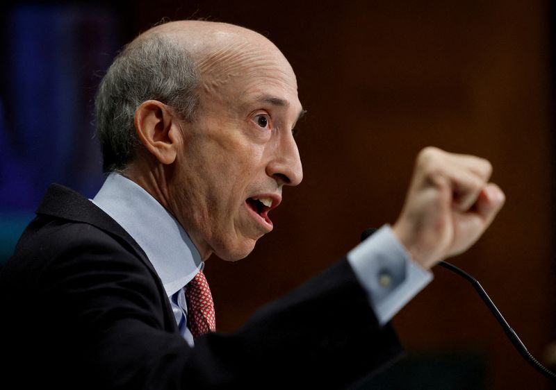 &copy; Reuters. FILE PHOTO: U.S. Securities and Exchange Commission (SEC) Chairman Gary Gensler, testifies before the Senate Banking, Housing and Urban Affairs Committee during an oversight hearing on Capitol Hill in Washington, U.S., September 15, 2022. REUTERS/Evelyn H