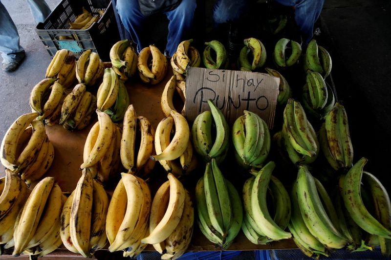 &copy; Reuters. FOTO DE ARCHIVO. Un puesto de venta ambulante de bananas en Caracas, Venezuela, el 23 de marzo de 2018. REUTERS/Carlos García Rawlins