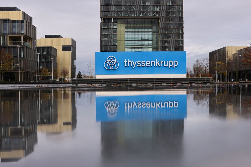 &copy; Reuters. FILE PHOTO: A general view of the ThyssenKrupp headquarters in Essen, Germany, November 17, 2022. REUTERS/Thilo Schmuelgen