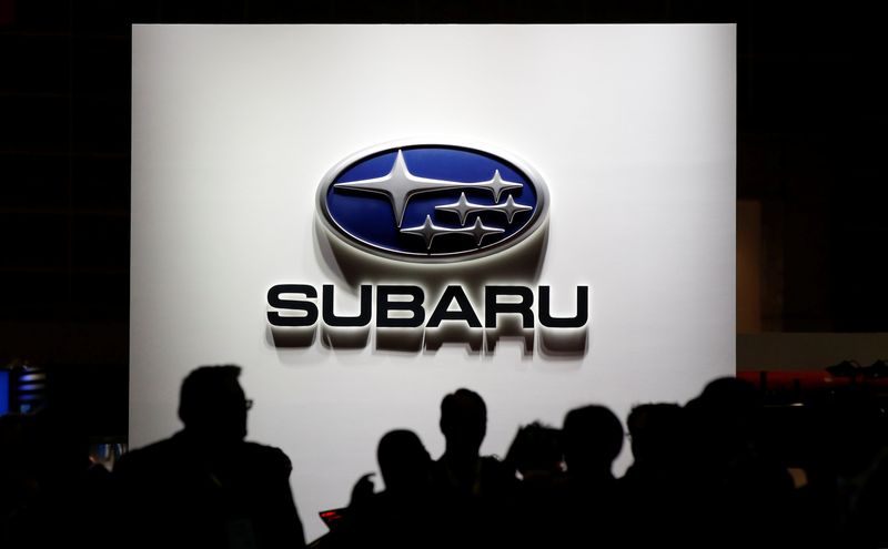&copy; Reuters. FILE PHOTO: The logo of Subaru Corp. is pictured at the 45th Tokyo Motor Show in Tokyo, Japan October 25, 2017. Picture taken October 25, 2017.  REUTERS/Toru Hanai