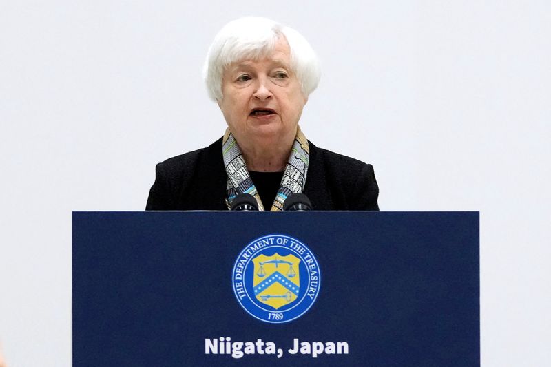 &copy; Reuters. Secretária do Tesouro dos EUA, Janet Yellen, durante entrevista coletiva no encontro do G7 em Niigata, no Japão
11/05/2023 Shuji Kajiyama/Pool via REUTERS