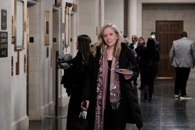 &copy; Reuters. FILE PHOTO: U.S. Rep. Abigail Spanberger (D-VA) walks on the day of House Democratic leadership elections on Capitol Hill in Washington, U.S., November 30, 2022. REUTERS/Michael A. McCoy