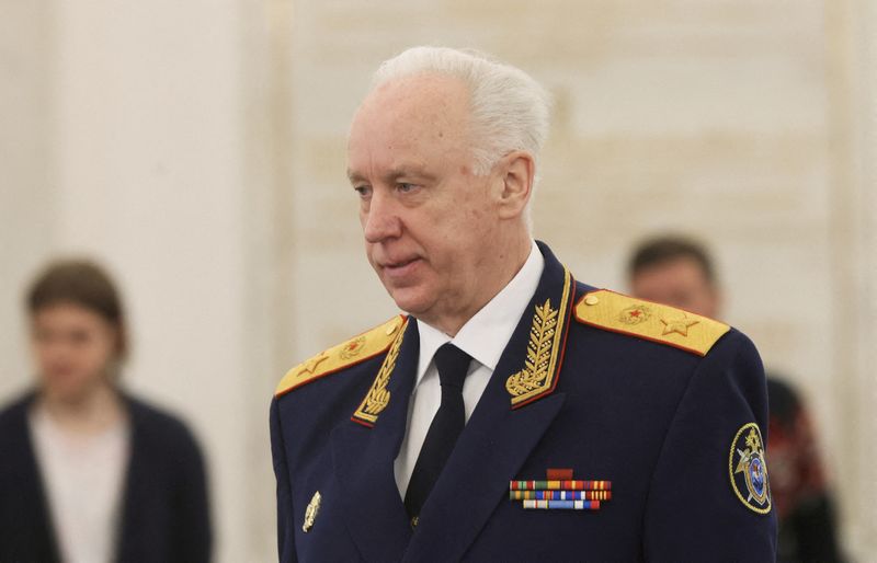 &copy; Reuters. FILE PHOTO: Chairman of the Investigative Committee Alexander Bastrykin attends a ceremony to award Gold Star medals to Heroes of Russia on the eve of Heroes of the Fatherland Day, at the Kremlin in Moscow, Russia December 8, 2022. Sputnik/Mikhail Metzel/