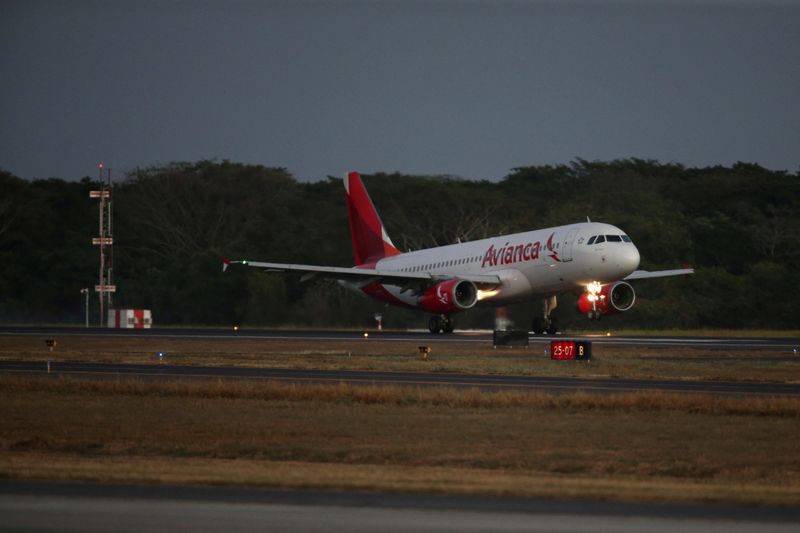 &copy; Reuters. An Avianca Airlines plane lands at the San Oscar Arnulfo Romero International Airport in San Luis Talpa, El Salvador, February 8, 2022. REUTERS/Jose Cabezas