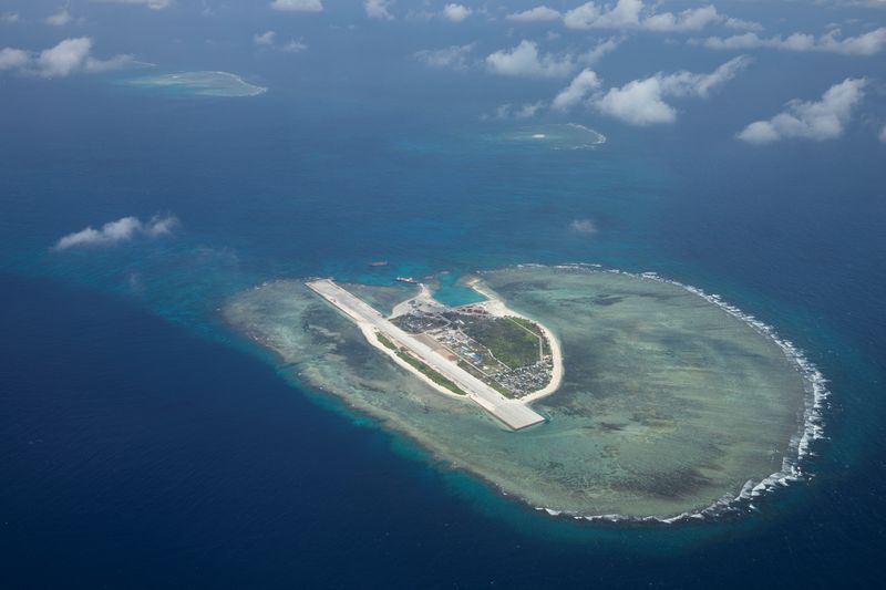&copy; Reuters. صورة جوية لجزيرة ثيتو التي تحتلها الفلبين في جزر سبراتلي المتنازع عليها  ببحر الصين الجنوبي بتاريخ التاسع من مارس آذار 2023. تصوير:  إلويزا لوب