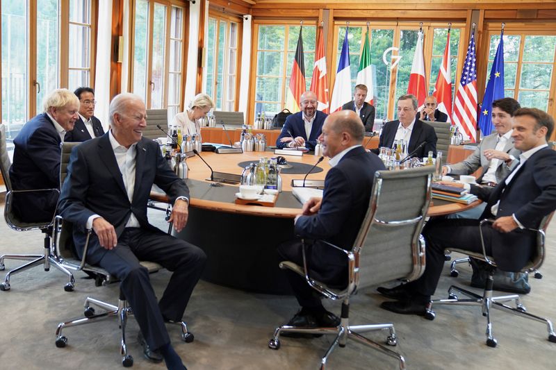 &copy; Reuters. Une réunion des dirigeants du G7 au Schloss Elmau en Bavière, près de Garmisch-Partenkirchen. /Photo prise le 28 juin 2022 au Schloss Elmau, en Allemagne/REUTERS/Stefan Rousseau