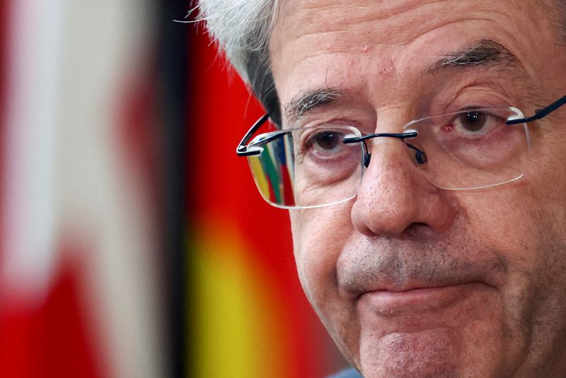 &copy; Reuters. FILE PHOTO: European Commissioner for Economy Paolo Gentiloni arrives for the euro zone finance ministers' meeting in Brussels, Belgium, March 13, 2023. REUTERS/Yves Herman/