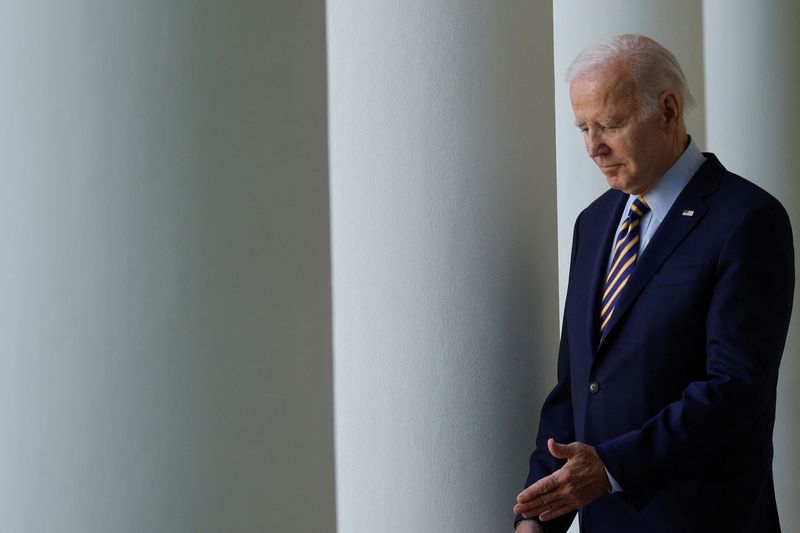 &copy; Reuters. U.S. President Joe Biden walks to attend an event to highlight his administration's conservation initiatives, at the White House in Washington, U.S., May 11, 2023.  REUTERS/Jonathan Ernst/File Photo