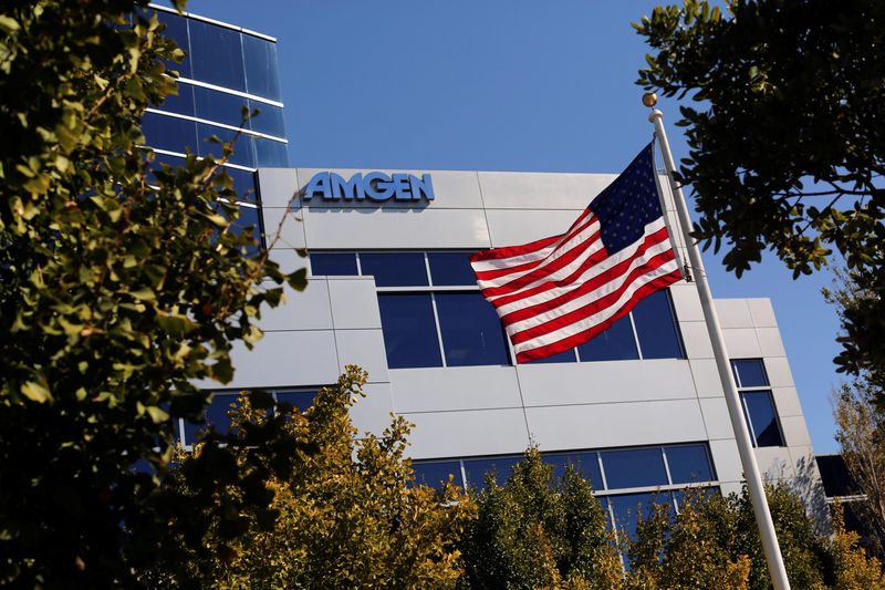 &copy; Reuters. FILE PHOTO: An Amgen sign is seen at the company's office in South San Francisco, California October 21, 2013. REUTERS/Robert Galbraith
