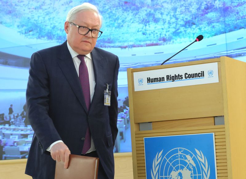 &copy; Reuters. Vice-ministro das Relações Exteriores da Rússia, Sergei Ryabkov, durante reunião do Conselho de Direitos Humanos da ONU em Genebra
02/03/2023 REUTERS/Denis Balibouse