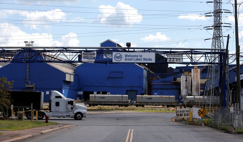 &copy; Reuters. FILE PHOTO: An entrance to the U.S. Steel Great Lakes Works plant is seen in Ecorse, Michigan, U.S., September 24, 2019. Picture taken September 24, 2019. REUTERS/Rebecca Cook