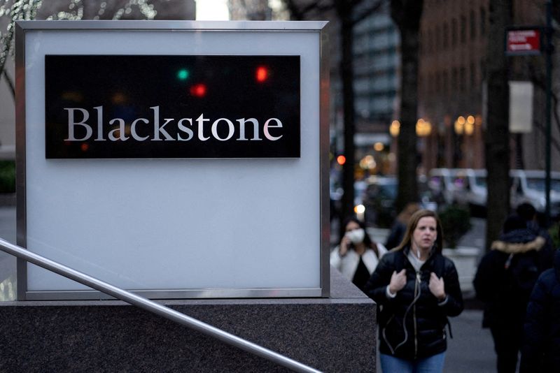 &copy; Reuters. FILE PHOTO: Signage is seen outside the Blackstone Group headquarters in New York City, U.S., January 18, 2023. REUTERS/Jeenah Moon/File Photo/File Photo