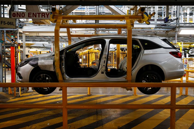 &copy; Reuters. FILE PHOTO: A vehicle is pictured on a production line at Vauxhall car factory in Ellesmere Port, Britain July 6, 2021. REUTERS/Phil Noble