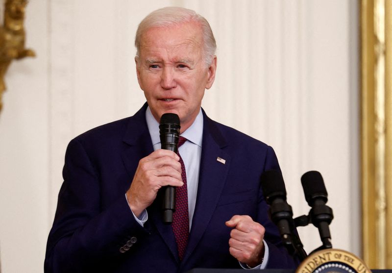 &copy; Reuters. Presidente dos EUA, Joe Biden, durante pronunciamento na Casa Branca
16/05/2023 REUTERS/Evelyn Hockstein