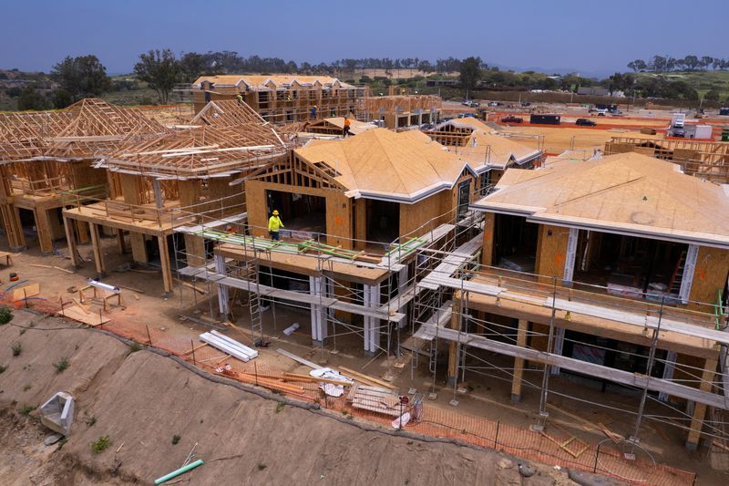 &copy; Reuters. Residential home construction by Shea Homes builders is shown in Encinitas, California, U.S., May 16, 2023. REUTERS/Mike Blake