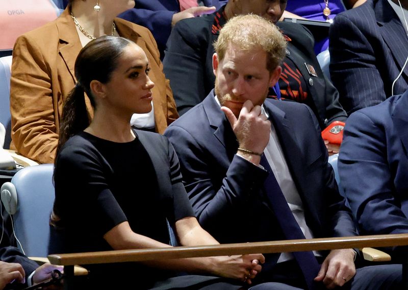 © Reuters. FILE PHOTO: Britain's Prince Harry and his wife Meghan, Duchess of Sussex, attend the United Nations General Assembly celebration of Nelson Mandela International Day at United Nations Headquarters in New York, U.S., July 18, 2022. REUTERS/Eduardo Munoz