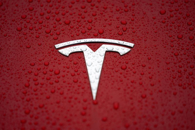 &copy; Reuters. FILE PHOTO: A Tesla logo is seen at Tesla Shanghai Gigafactory in Shanghai, China January 7, 2019. REUTERS/Aly Song