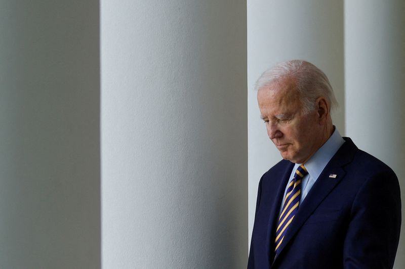 &copy; Reuters. FILE PHOTO: U.S. President Joe Biden walks to attend an event to highlight his administration's conservation initiatives, at the White House in Washington, U.S., May 11, 2023.  REUTERS/Jonathan Ernst