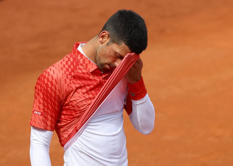 &copy; Reuters. Novak Djokovic durante partida do Aberto da Itália, em Roma
17/05/2023 REUTERS/Ciro De Luca