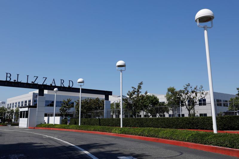 &copy; Reuters. FILE PHOTO: The entrance to the Activision Blizzard Inc. campus is shown in Irvine, California, U.S., August 6, 2019.   REUTERS/Mike Blake