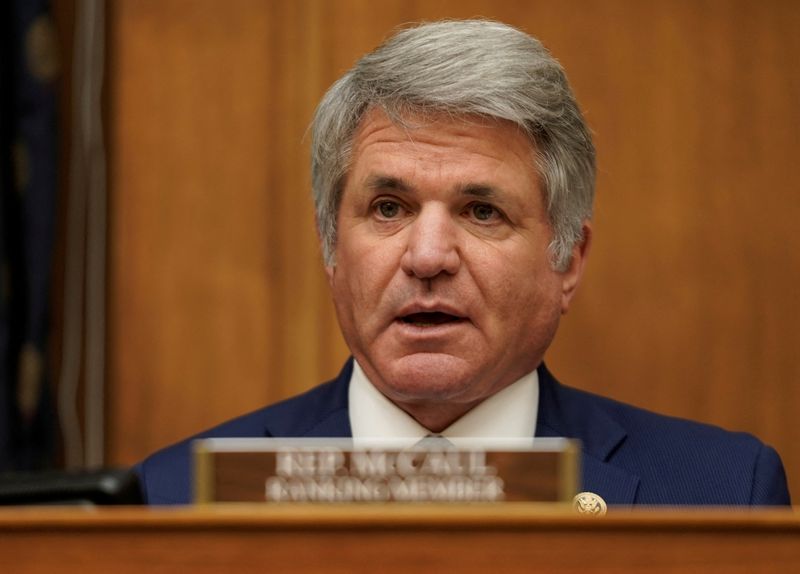 &copy; Reuters. FILE PHOTO: Rep. Michael McCaul speaks when U.S. Secretary of State Antony Blinken testifies before  the House Committee on Foreign Affairs on The Biden Administration's Priorities for U.S. Foreign Policy on Capitol Hill in Washington, DC, U.S., March 10,