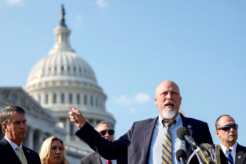 &copy; Reuters. FILE PHOTO: U.S. Representative Chip Roy (R-TX) speaks at a House Freedom Caucus news conference focusing on Democratic spending, on Capitol Hill in Washington, U.S., September 15, 2022. REUTERS/Evelyn Hockstein/File Photo