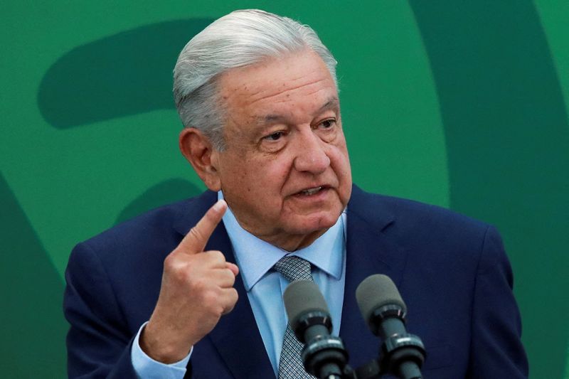 &copy; Reuters. FILE PHOTO: Mexico's President Andres Manuel Lopez Obrador speaks during a news conference at the Secretariat of Security and Civilian Protection in Mexico City, Mexico March 9, 2023. REUTERS/Henry Romero